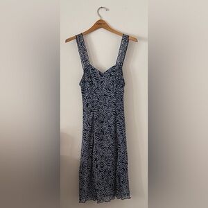 Old Navy Blue White Swirl Pattern Midi Dress Women’s Size Petite Small 4P SP